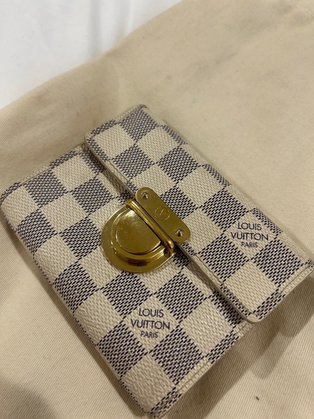 Louis Vuitton Damier Azur Check Mini Wallet - Cream and Light Blue
